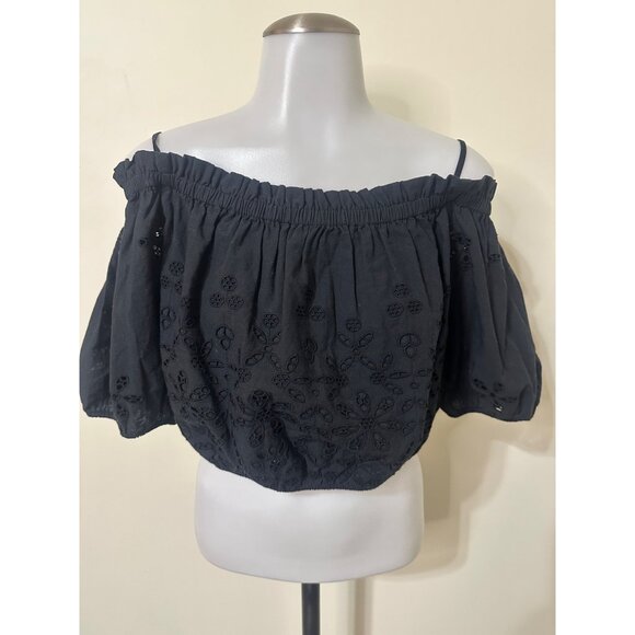 Lilly Pulitzer Penley Onyx Calypso Eyelet Crop Top Large NWT - Picture 2 of 9